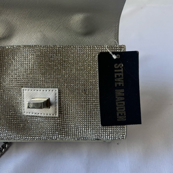 Steve Madden Wonders Diamante Cross Body Bag In Silver - Picture 5 of 10